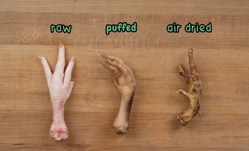 Can dogs eat chicken feet raw, puffed or air dried?