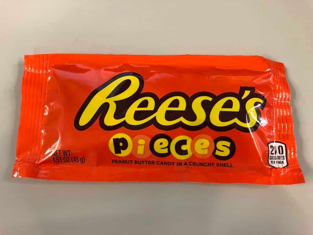 A bag of Reese's pieces