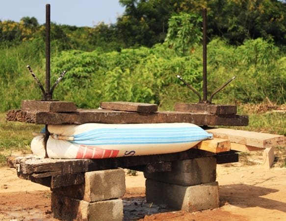 A local garri press for cassava processing into garri